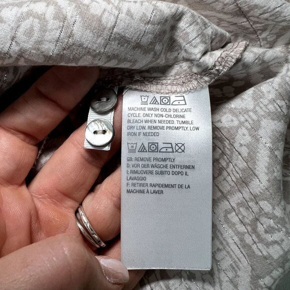 LOGO Lori Goldstein XL Button Down Tunic Top Geometric Print 3/4 Sleeve - Picture 7 of 11